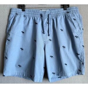 Abercrombie Fitch Short Men XL Blue‎ Logo Drawstring Casual Beach Preppy